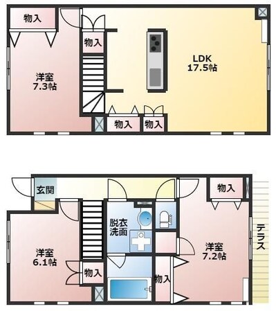 京王多摩川駅 徒歩9分 1-2階の物件間取画像